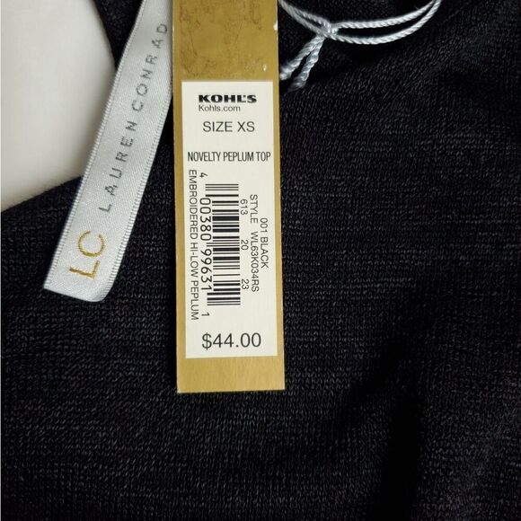 Lauran Conrad M Black Embroidered Peplum Sweater - Picture 7 of 7